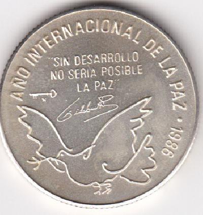 Beschrijving: 5 Pesos  YEAR OF PEACE